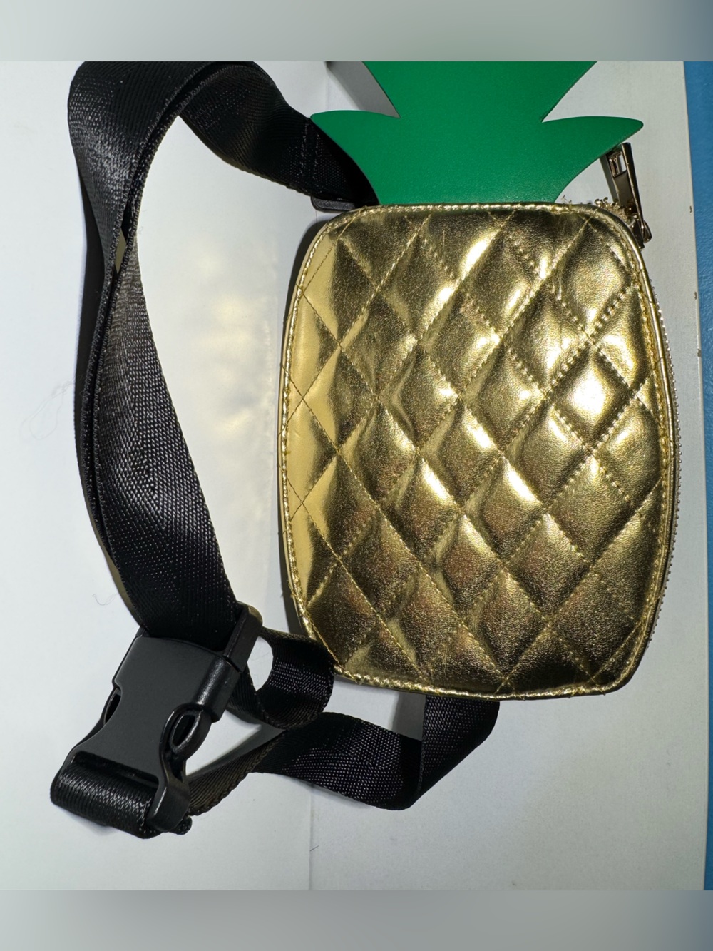 Forever 21 Metallic Gold Quilted Pineapple Fanny Pack